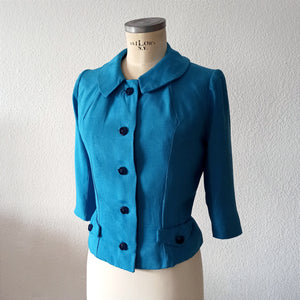 1960s - Adorable Blue Rayon Dress Jacket Set - W28 (72cm)