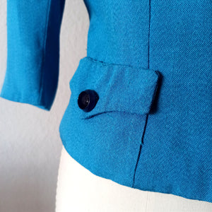 1960s - Adorable Blue Rayon Dress Jacket Set - W28 (72cm)