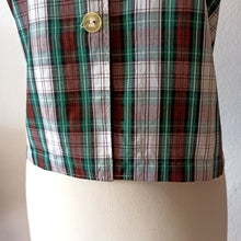 Laden Sie das Bild in den Galerie-Viewer, 1960s - Gorgeous Puffed Shoulders Plaid Cotton Blouse
