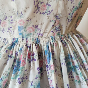 1950s - Adorable Floral Satin Dress - W27.5 (70cm)