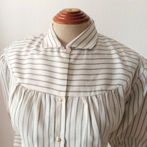 1950s - DEADSTOCK -  Charming Balloon Sleeves Flannel Cotton Blouse - W33 (84cm)