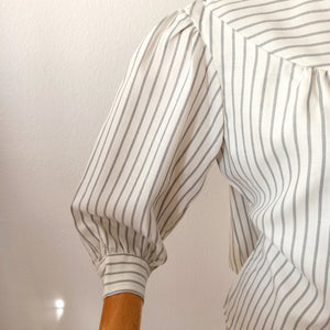 1950s - DEADSTOCK -  Charming Balloon Sleeves Flannel Cotton Blouse - W33 (84cm)