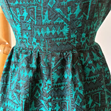 Load image into Gallery viewer, 1950s 1960s - Gorgeous Green Abstract Wool Dress - W26 (66cm)
