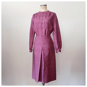 1960s - Gorgeous Magenta Pure Silk Dress - W32 (82cm)