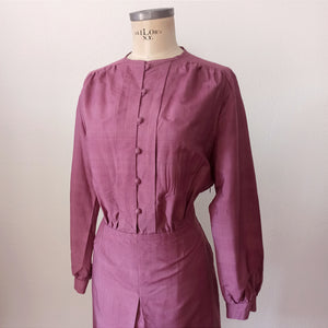 1960s - Gorgeous Magenta Pure Silk Dress - W32 (82cm)