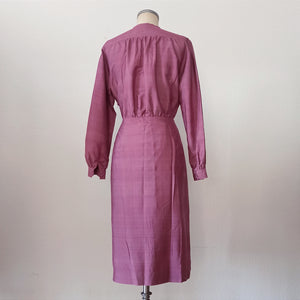 1960s - Gorgeous Magenta Pure Silk Dress - W32 (82cm)