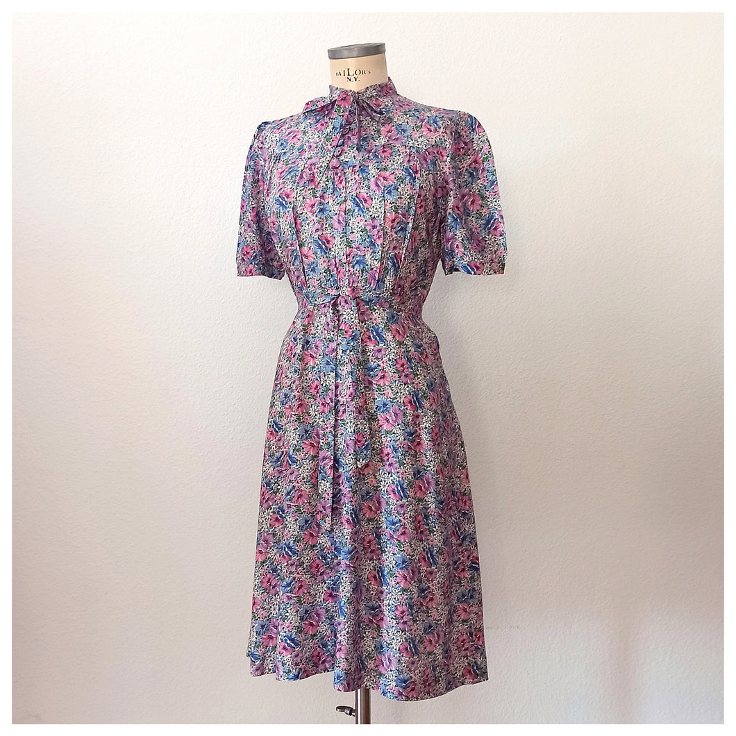 VTG Does 30s 40s - Adorable Rayon Dress - W31 (80cm)
