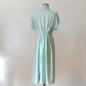 1940s - Green Jade Silk Night Gown - Large size