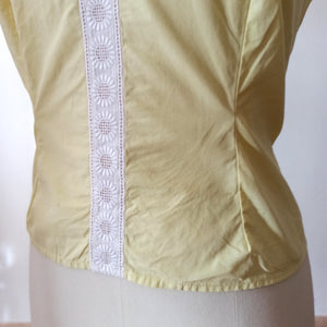 1960s - Cute Yellow Cotton Top - W34 (86cm)