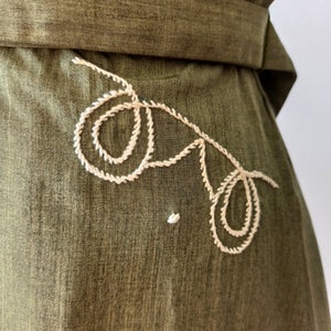 1940s - Gorgeous Green Cotton Silk Dress - W35 (88cm)