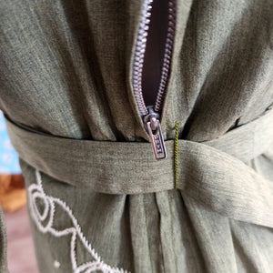 1940s - Gorgeous Green Cotton Silk Dress - W35 (88cm)