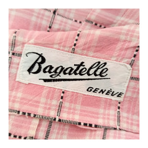 1950s - BAGATELLE, Switzerland - Adorable Pink Black Cotton Dress - W25 (64cm)