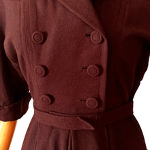 Load image into Gallery viewer, 1940s - Marvelous German Brown Wool Belted Dress - W26 (66cm)
