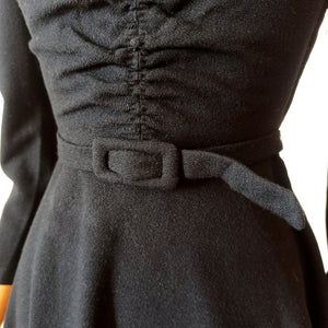 1930s - Stunning German Black Wool Dress - W26 (66cm)