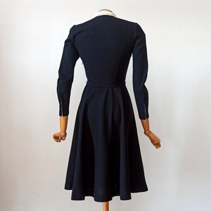 1930s - Stunning German Black Wool Dress - W26 (66cm)