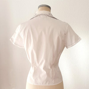 1940s 1950s - MARY, Austria - Lovely White Cotton Blouse - W32 (82cm)