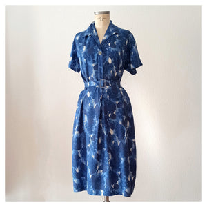 1950s 1960s - DEADSTOCK - Gorgeous French Abstract Cotton Dress - W43 (110cm)