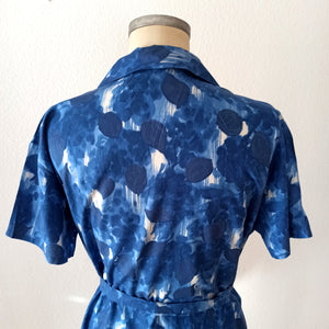 1950s 1960s - DEADSTOCK - Gorgeous French Abstract Cotton Dress - W43 (110cm)