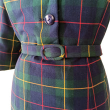 Carica l&#39;immagine nel visualizzatore di Gallery, 1950s 1960s - Gorgeous Tartan Wool Belted Dress - W34 (86cm)
