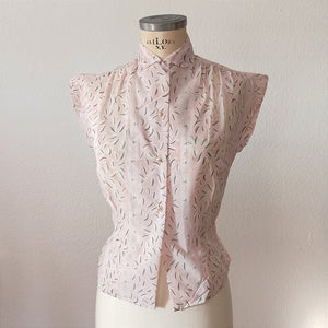 1950s - FRANCE - DEADSTOCK - Pink Nylon Blouse - Sz. 42