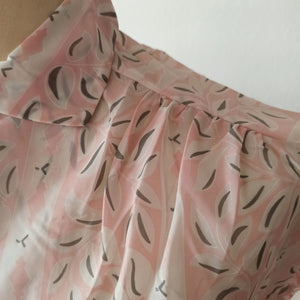 1950s - FRANCE - DEADSTOCK - Pink Nylon Blouse - Sz. 42