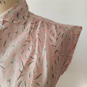 1950s - FRANCE - DEADSTOCK - Pink Nylon Blouse - Sz. 42