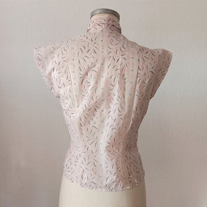 1950s - FRANCE - DEADSTOCK - Pink Nylon Blouse - Sz. 42