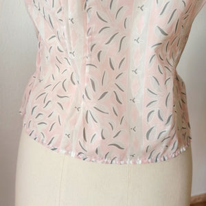 1950s - FRANCE - DEADSTOCK - Pink Nylon Blouse - Sz. 42