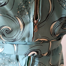 Cargar imagen en el visor de la galería, 1940s - Spectacular German Teal Silk Printed Dress - W39 (100cm)
