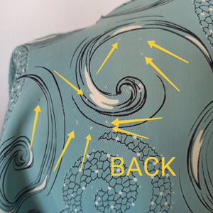 1940s - Spectacular German Teal Silk Printed Dress - W39 (100cm)