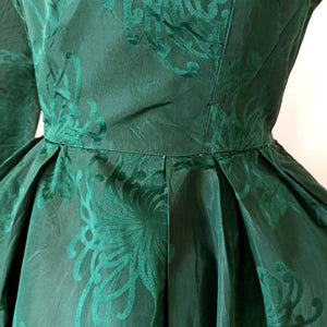 1950s - Stunning Emerald Green Silk Dress - W32 (82cm)