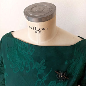 1950s - Stunning Emerald Green Silk Dress - W32 (82cm)