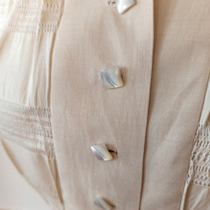 1930s 1940s - Gorgeous Sand Silk Blouse - W31 (80cm)