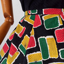 Charger l&#39;image dans la galerie, 1950s - Spectacular Atomic Print Linen Skirt - W29 (74cm)
