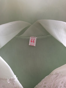 1950s - FRANCE - DEADSTOCK - Green Nylon Blouse - Sz. 44