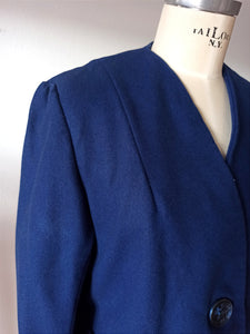1940s 1950s - Elegant Navy Blue Wool Winter Jacket