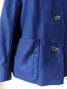 1940s 1950s - Elegant Navy Blue Wool Winter Jacket