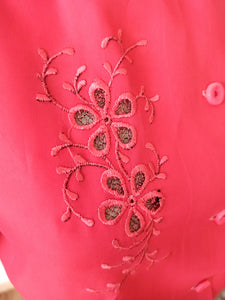 1940s 1950s - Exquisite Raspberry Silk Blouse - W39 (100cm)