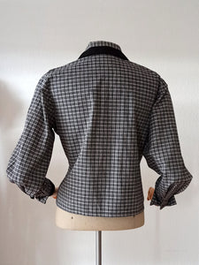 1940s 1950s - UNWORN - Gorgeous Plaid Cotton Blouse - Sz. 42