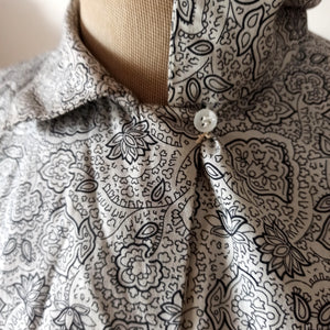 1940s - Gorgeous Grey Floral Print Cotton Blouse - W38 (96cm)