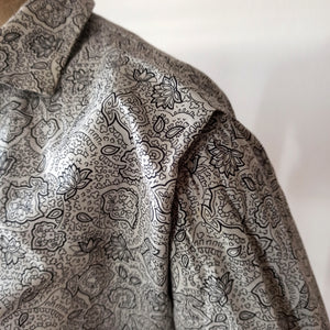 1940s - Gorgeous Grey Floral Print Cotton Blouse - W38 (96cm)