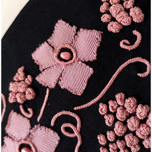 1940s 1950s - EUREKA, USA - Stunning Pink & Black Grapes Dress - W35 (88cm)