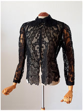 Charger l&#39;image dans la galerie, 1930s - Outstanding Handmade Pure Silk Lace Duster
