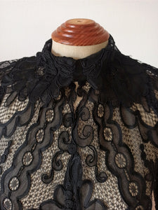 1930s - Outstanding Handmade Pure Silk Lace Duster