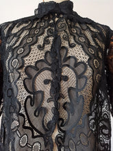 Charger l&#39;image dans la galerie, 1930s - Outstanding Handmade Pure Silk Lace Duster
