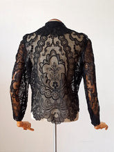 Charger l&#39;image dans la galerie, 1930s - Outstanding Handmade Pure Silk Lace Duster
