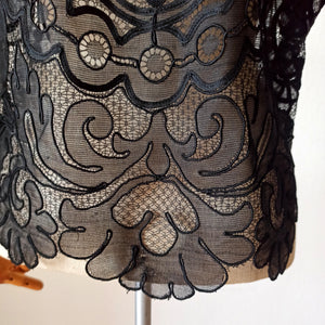 1930s - Outstanding Handmade Pure Silk Lace Duster