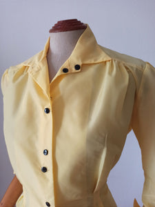 1940s 1950s - BERTYS, Paris - Stunning New Look Yellow Blouse - Sz. 44