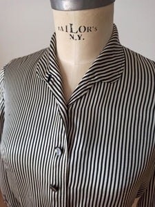 1940s 1950s - Superb Striped Rayon Silk Blouse - W34.5 (88cm)