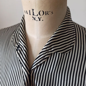 1940s 1950s - Superb Striped Rayon Silk Blouse - W34.5 (88cm)